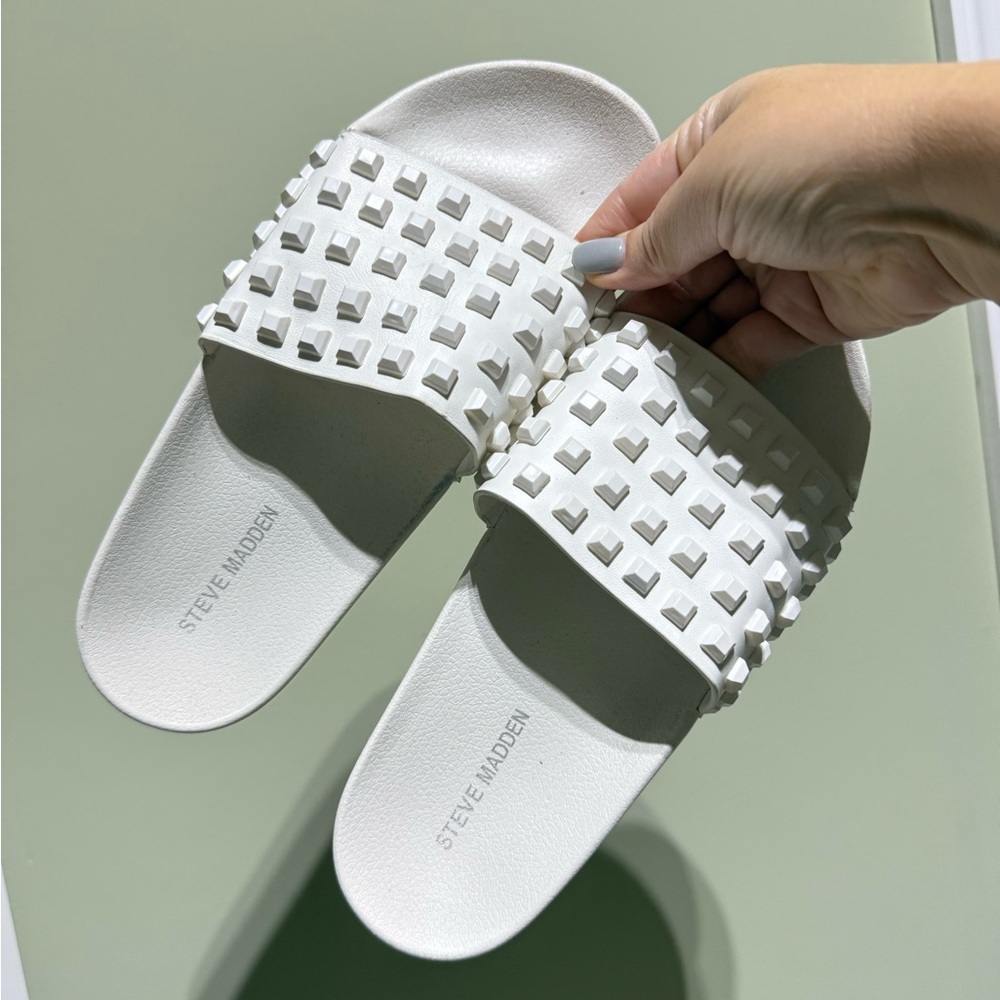 Steve Madden White Studded Sandals